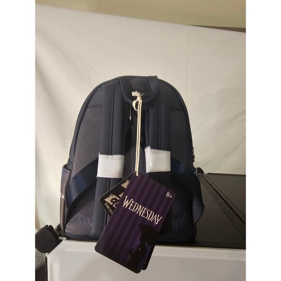 NWT Loungefly Wednesday Nevermore Academy Figural Glow in the dark Mini Backpack - Picture 2 of 8
